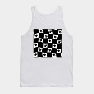 Small Floral Checker Board - black &amp;amp;amp;amp; white Tank Top